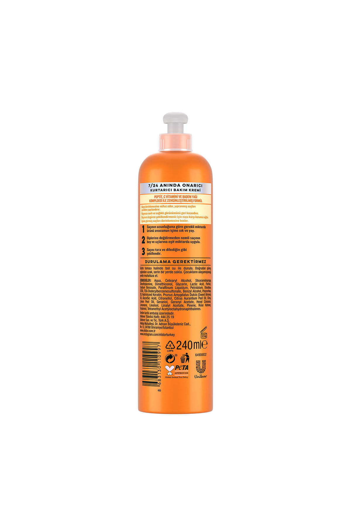 7/24 Şekillendirici Saç Bakım Kremi Anında Onarıcı Yıpranmış Saçlar 240 ml — SET.UNİ.7214 — تصویر 9 از 9