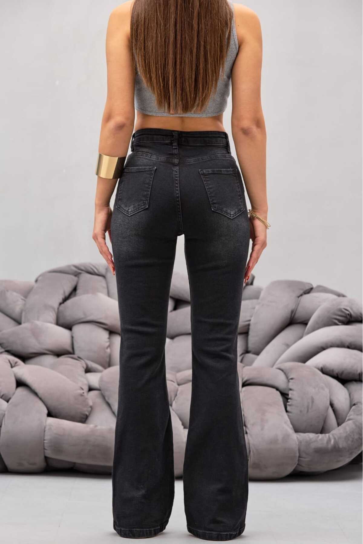 BİKELİFE Damen-Jeans mit hoher Taille, dehnbar, ausgestellt