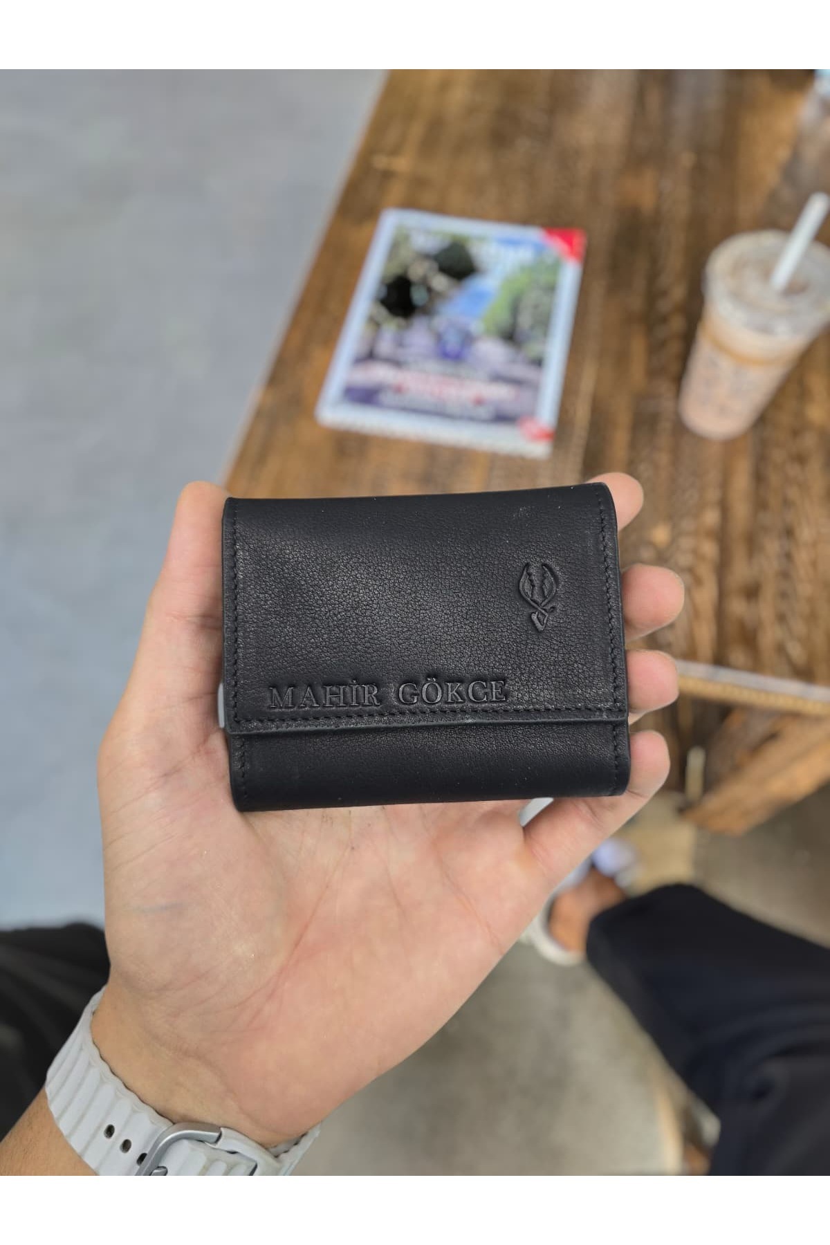 Visso leather Visso 660 Captain Black Siyah Düz Italyan Hakiki Deri Akordeon Deri Kredi Kartlık Deri Cüzdan Çanta