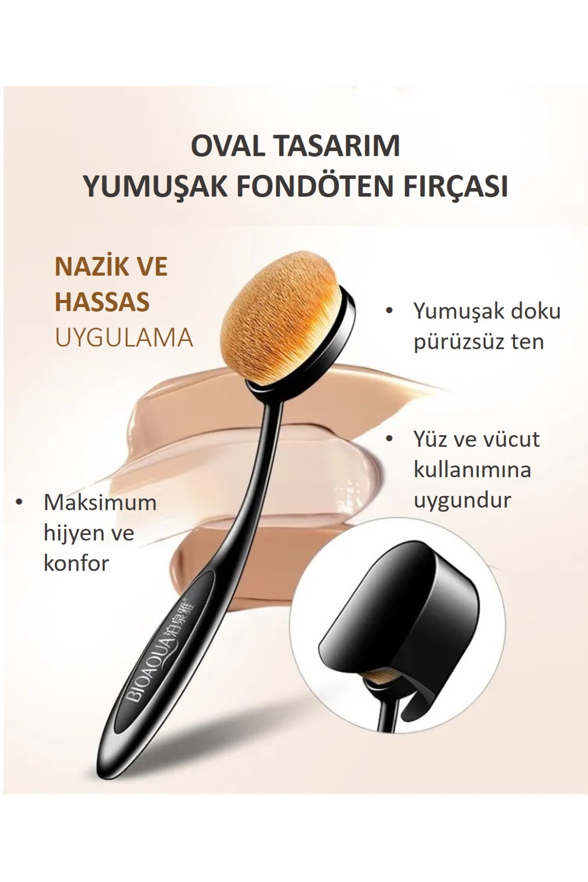 Oval Yumuşak Fondöten Fırçası 15 Cm — MIN104 — تصویر 2 از 5