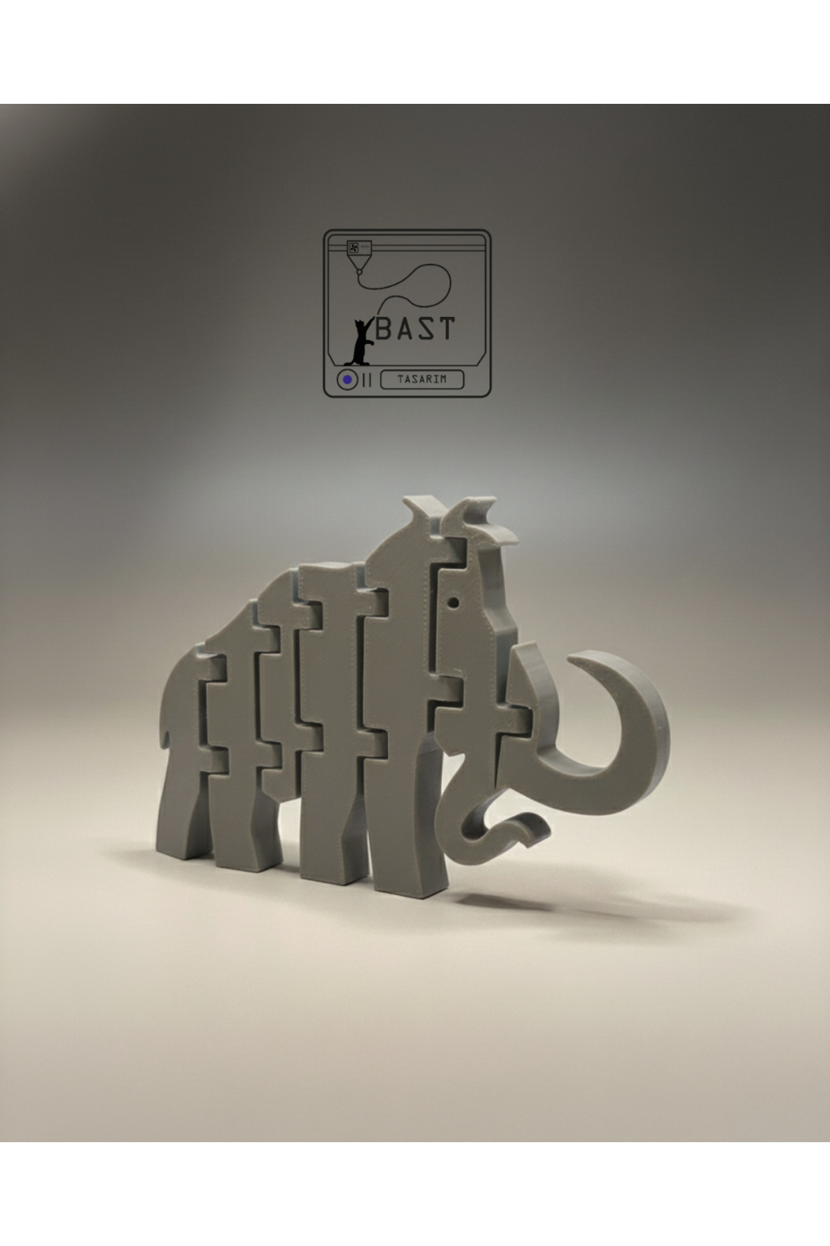 can mats Bast Tasarım 3D Yazıcı Hareketli Eklemli Mamut Oyuncak Figür