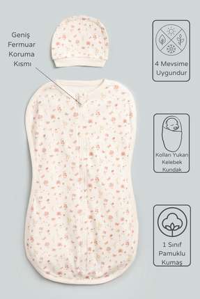 Vauva Bebek İçin %100 Pamuklu Uyku Tulumu Kundak Fermuarlı Yumuşak Penye Kuma...
