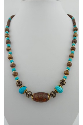 Orelia Takı Turkuaz ve Tibet Taşlı Otantik Kolye