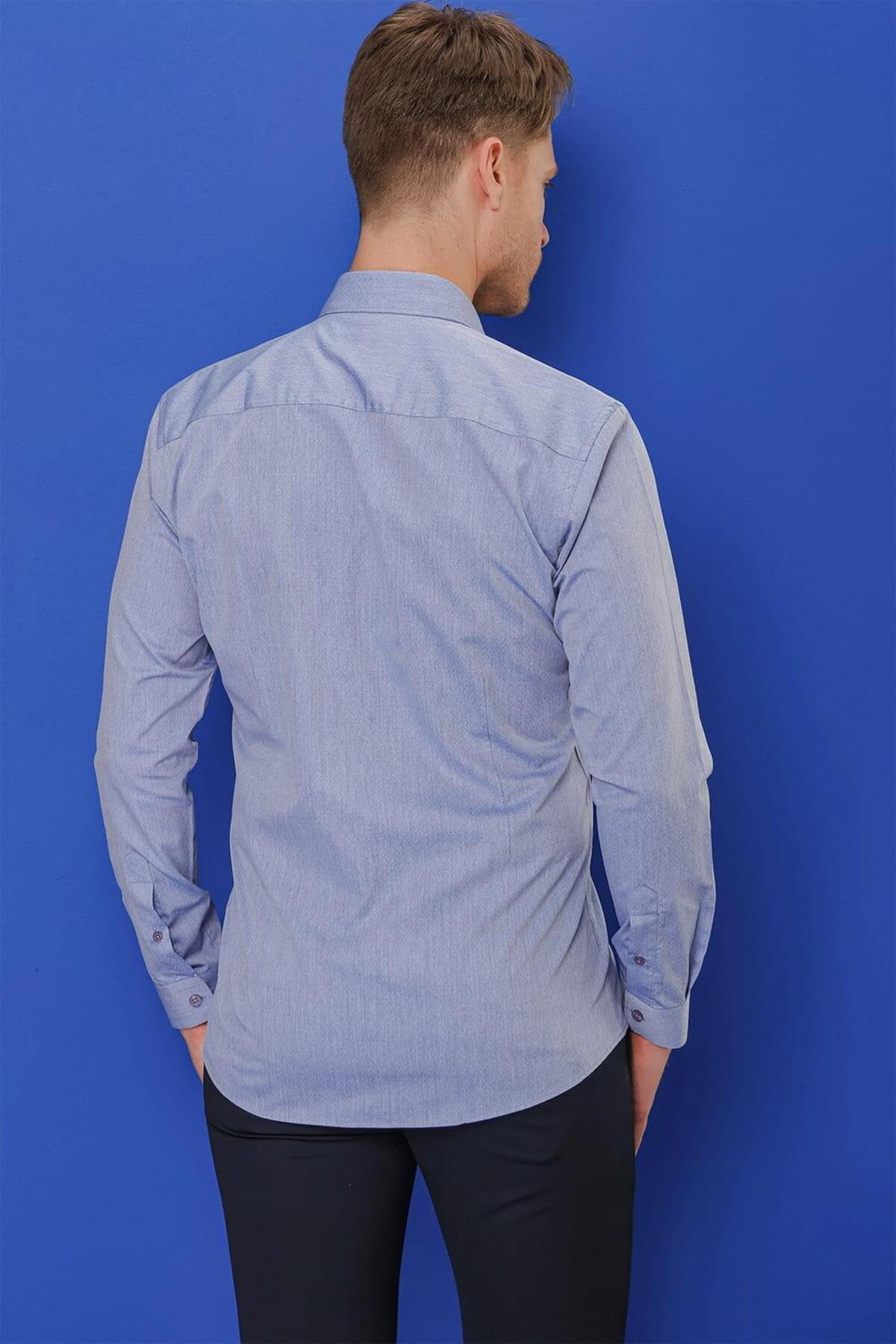 Efor  GK 679 Slim Fit Koyu Mavi Klasik Gömlek - Görsel 6