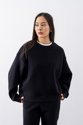 gothamvibes Kadın Vibe Oversize Siyah Sweatshirt