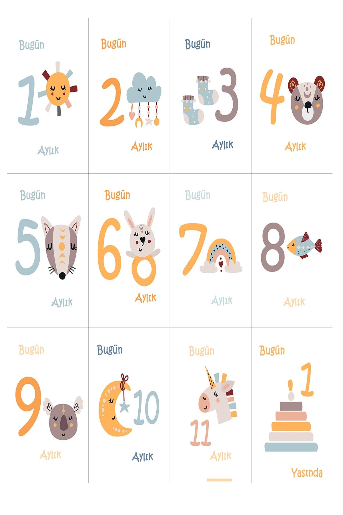 Moky Design Bebek Hediyelik Yenidoğan Bornoz %100 Pamuk Ve Aylık Konsept Anı Kart 12'li, Kız Baby Shower Hediye fotoğrafı 2 (önizleme)