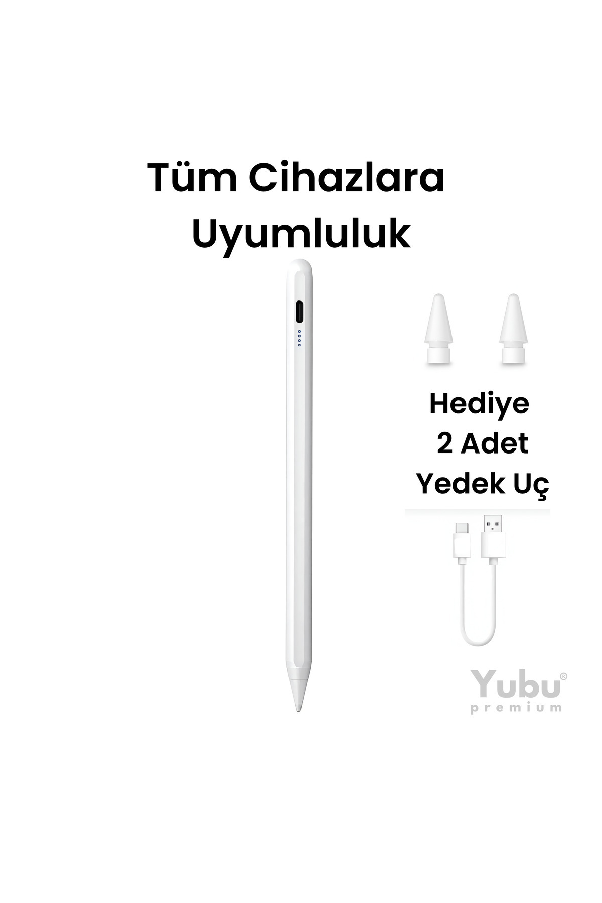 yubu Tüm Dokunmatik Cihazlara Uyumlu İOS-Android-Windows Tablet iPad Yazı & Çizim Kalemi iki Uç Hediye