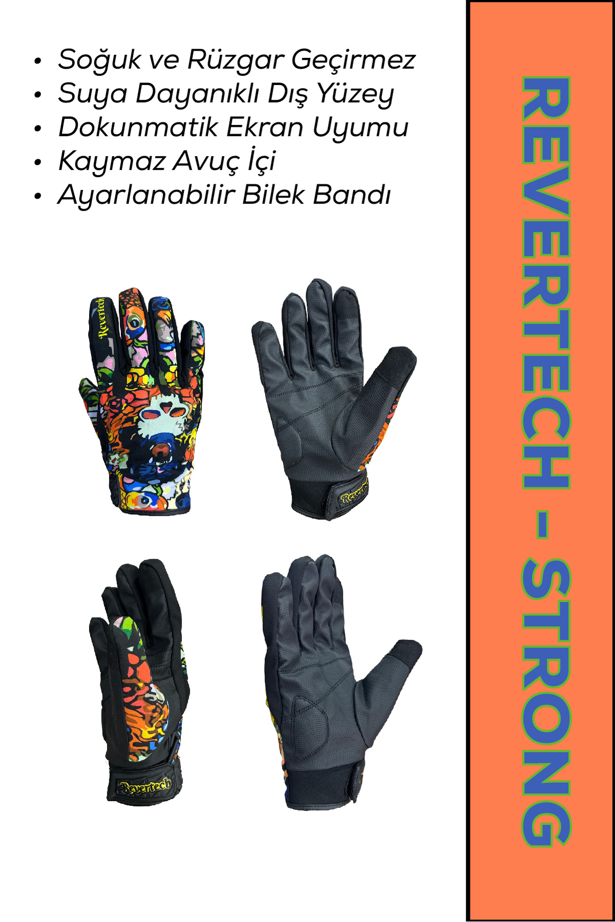 MOTOKIT Revertech Strong Monster / Su ve Rüzgar Geçirmez Kışlık Motosiklet Eldiveni