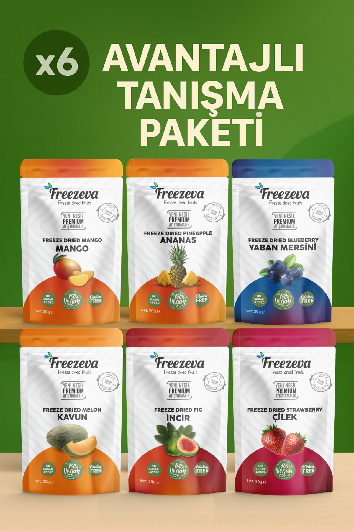 Freezeva Freeze Dried Kuru Meyve 6'lı Tanışma Paketi