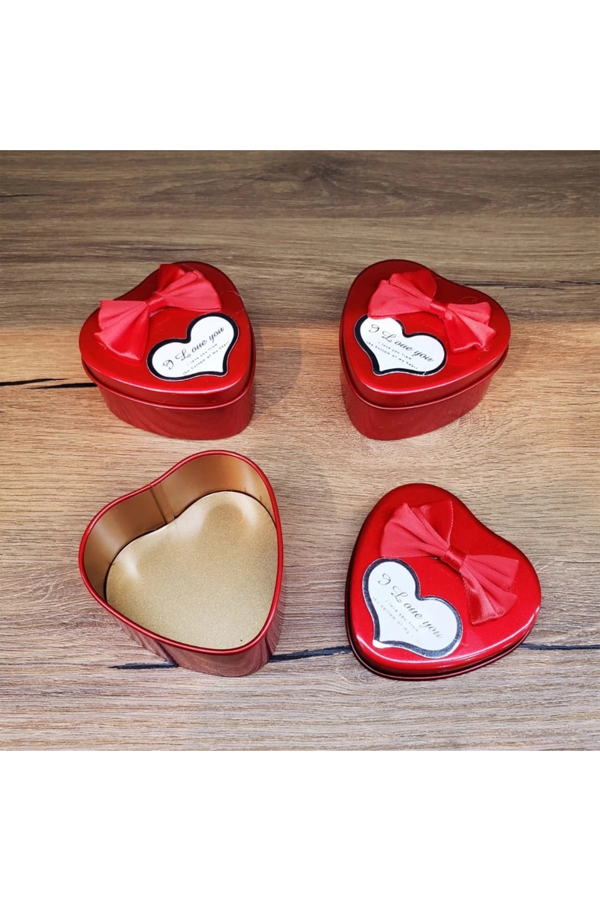 toganshop Kırmızı Metal Kalp Hediye Kutusu