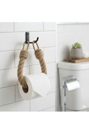 dyris Doğal Jüt Halat Banyo Peçetelik – Duvara Monte Tuvalet Kağıdı Tutucu As...