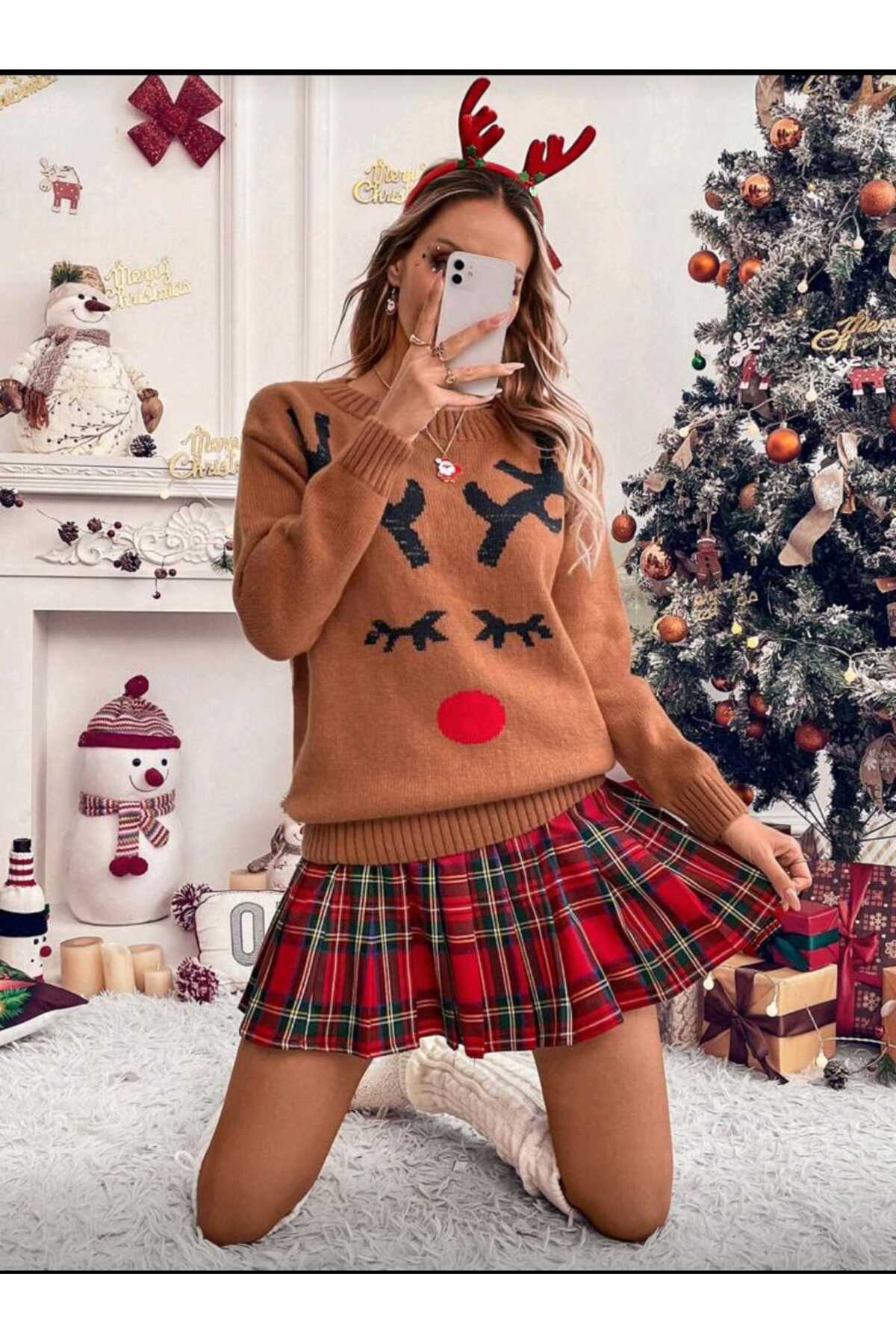 nuriçgiyim Swing Skirt ekose etek görsel 4