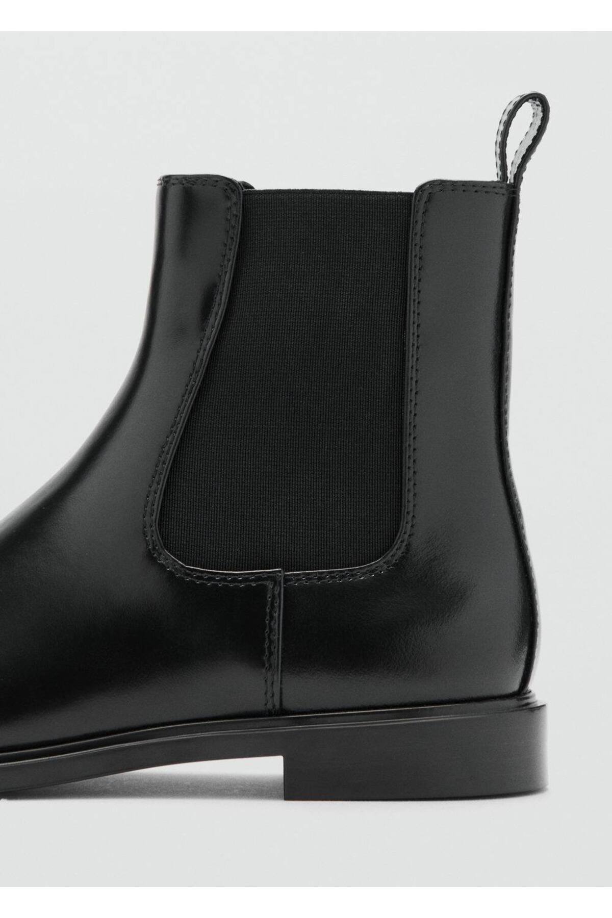 بوت نیم‌ساق چرمی با پنل کشی MANGO