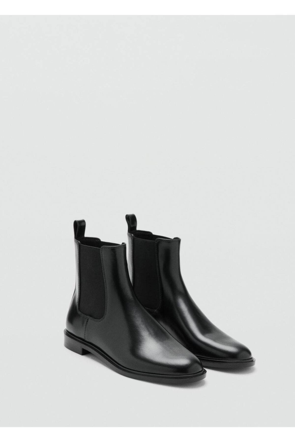 بوت نیم‌ساق چرمی با پنل کشی MANGO