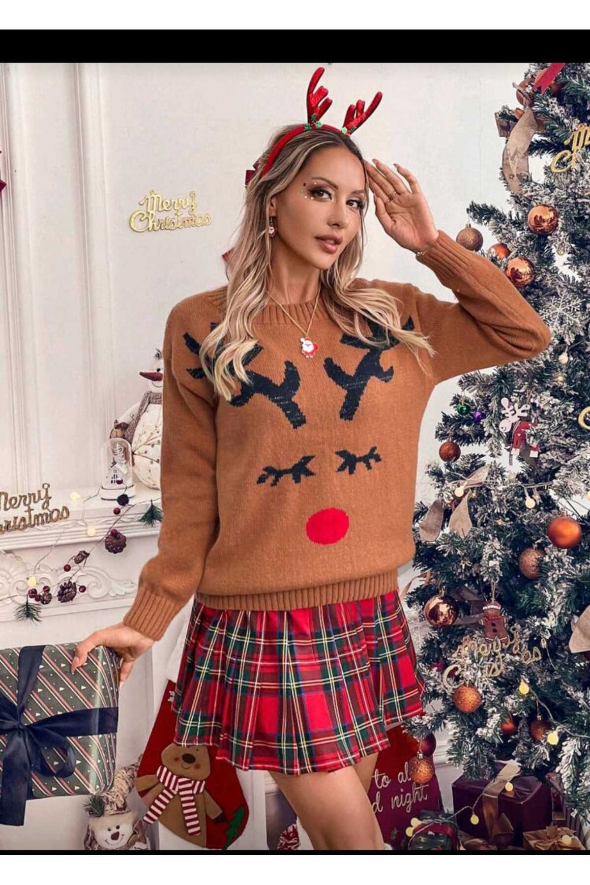 nuriçgiyim Swing Skirt ekose etek görsel 3