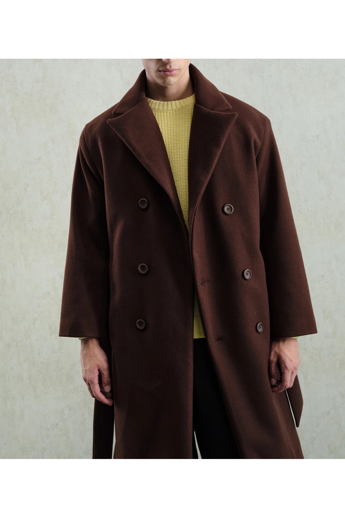 Hazhers  Erkek Kemerli Kaşe Pamuklu Kışlık Kaban - Görsel 2