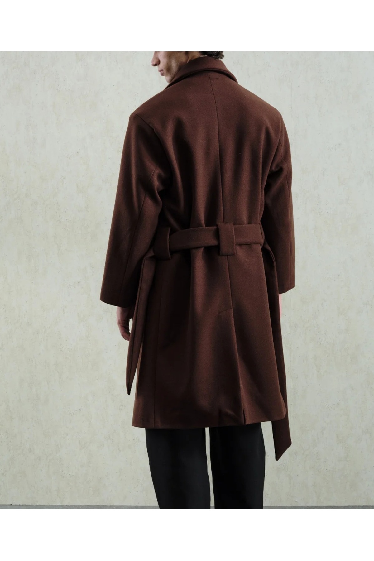 Hazhers  Erkek Kemerli Kaşe Pamuklu Kışlık Kaban - Görsel 4