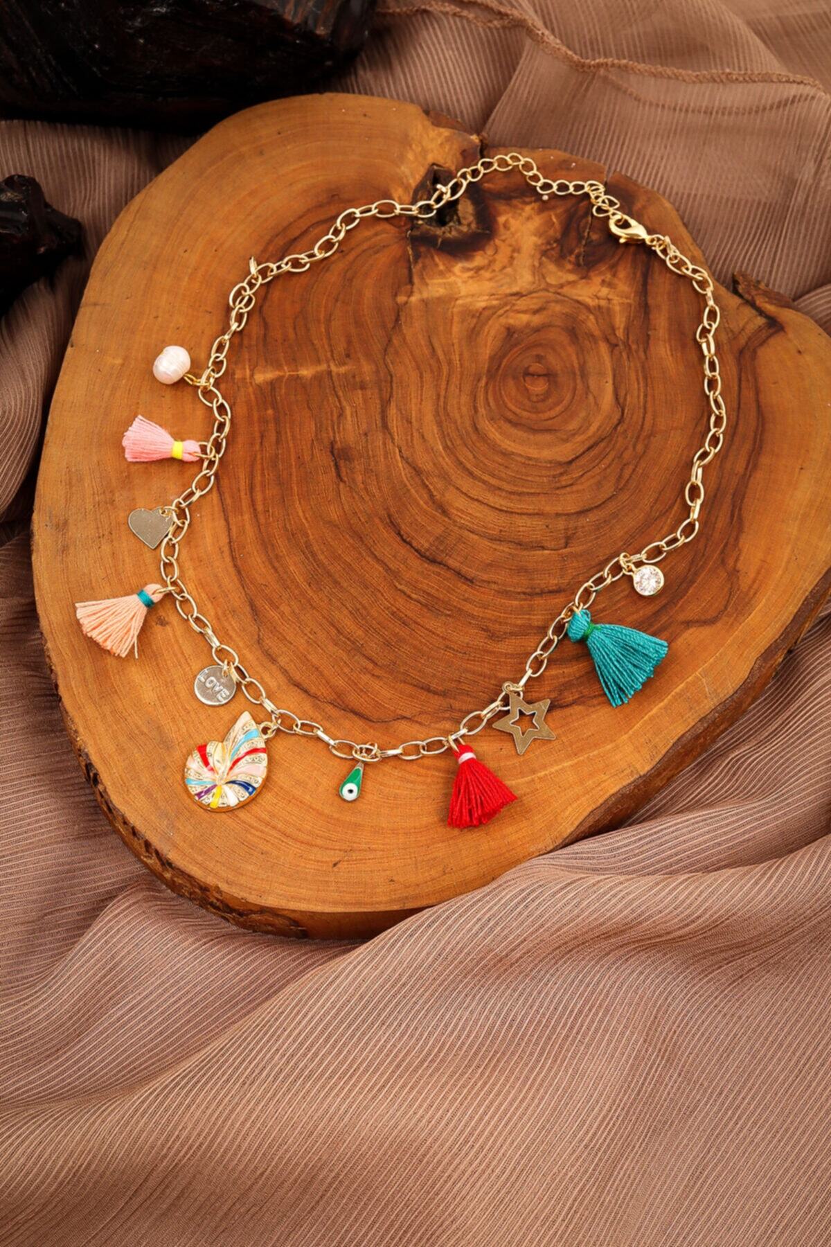Colorful Snail Medal Tassel Necklace