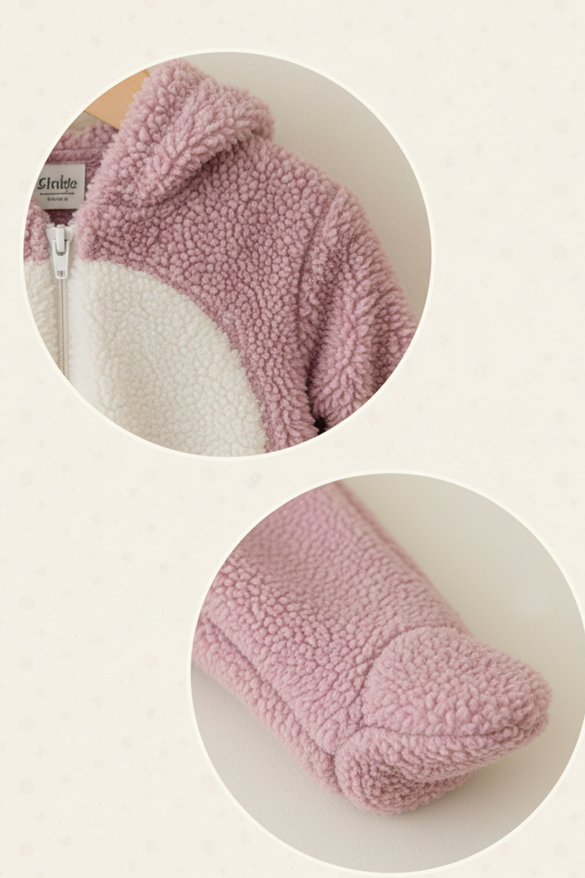 Lindakids Peluş Tavşan Kulaklı Önden Fermuarlı Patikli Welsoft Kumaş Peluş Bebek Tulum fotoğrafı 4 (önizleme)