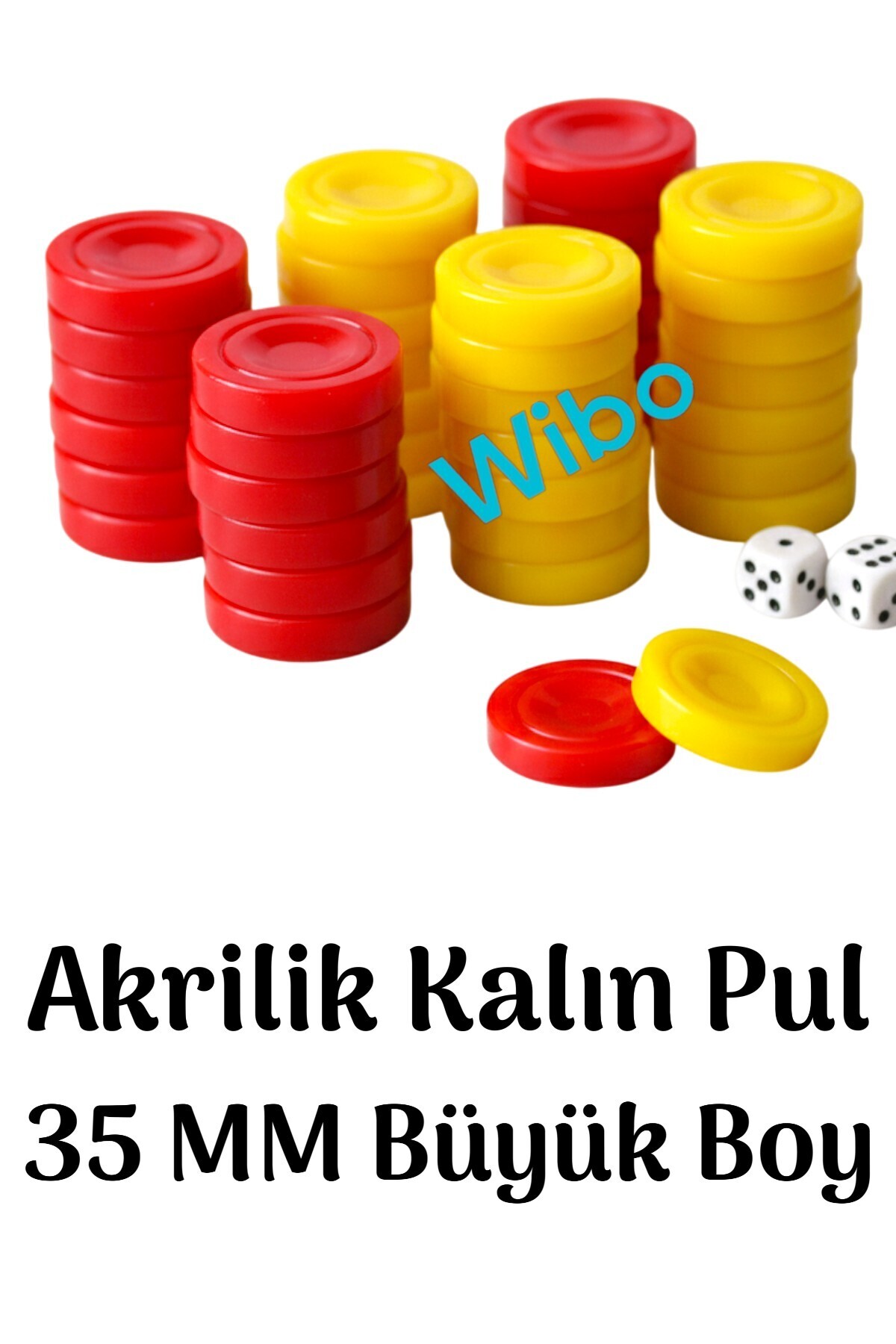 Wibo Tavla Pulu Sarı Kırmızı Kalın Akrilik Büyük Boy 35 mm