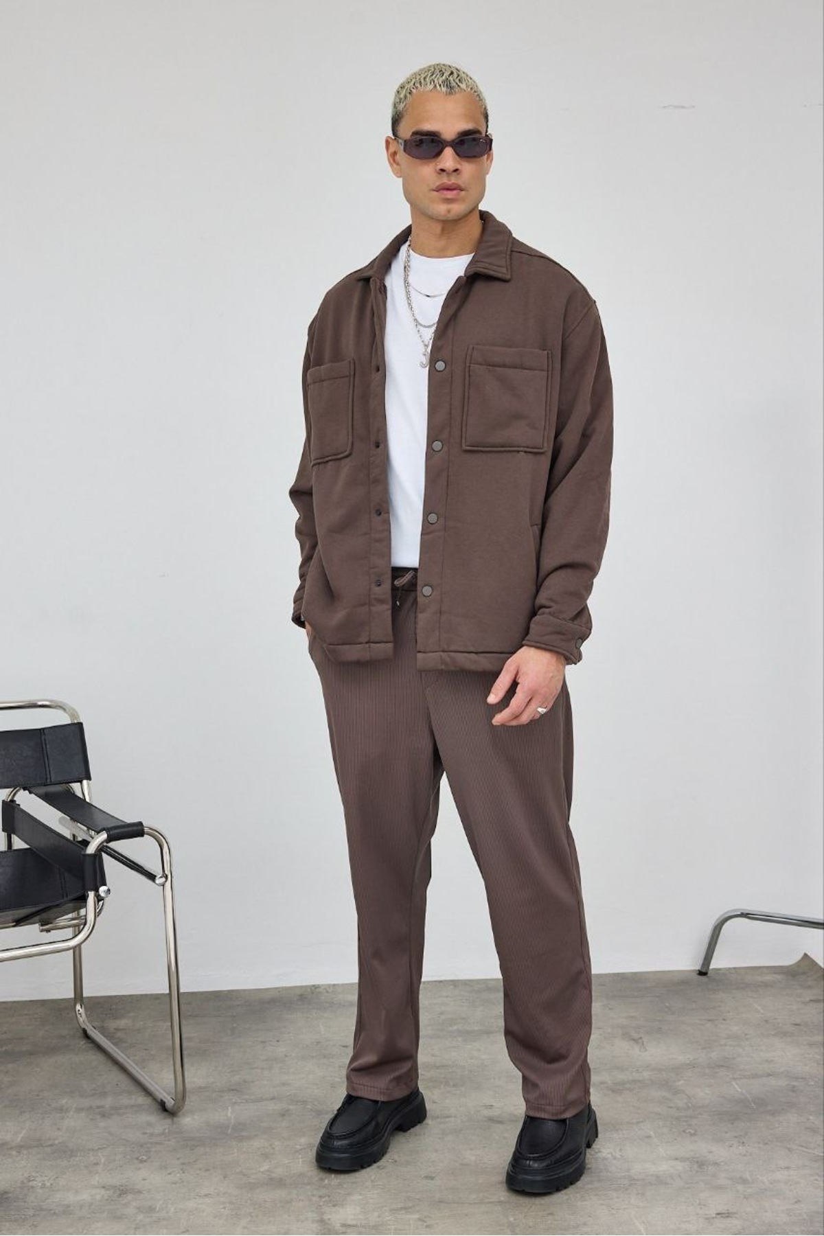 MADZEYMODA  Premium Erkek İçi Polarlı Çıtçıtlı Kahve Ceket LS-89921 - Görsel 5