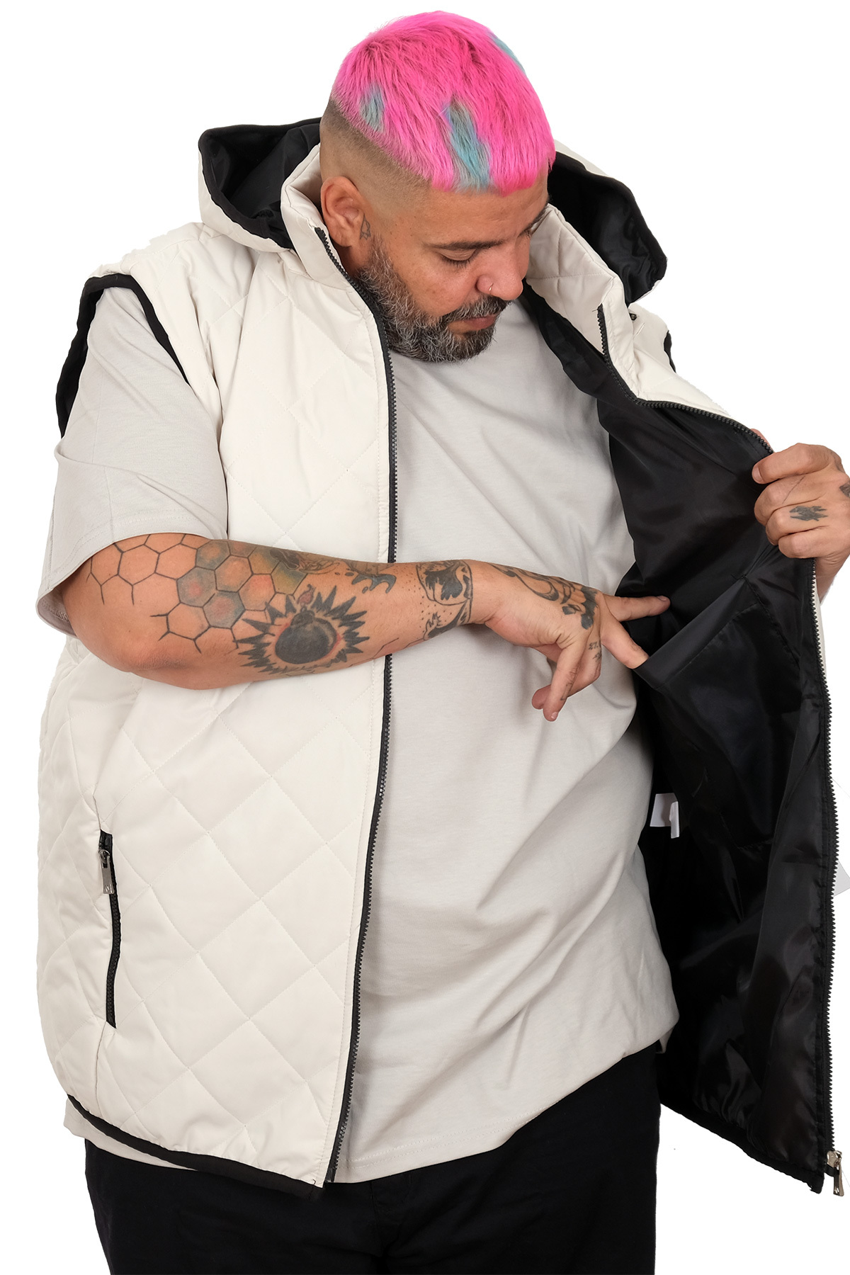 ModeXL Mode XL Battal Beden Erkek Kapitone Yelek 25709 görsel 3