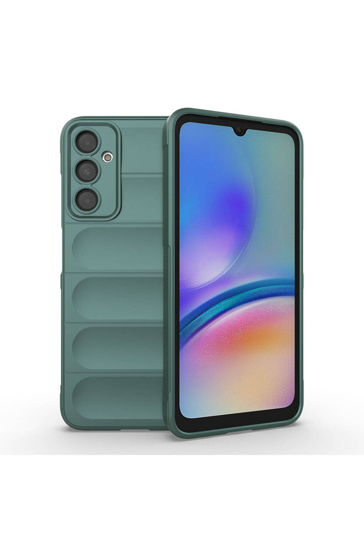 Galaxy A05S Kılıf Esnek TPU Oyuklu Arka Yüzey Tasarımlı JoieCreatif Etnik Silikon Kapak - Koyu Yeşil