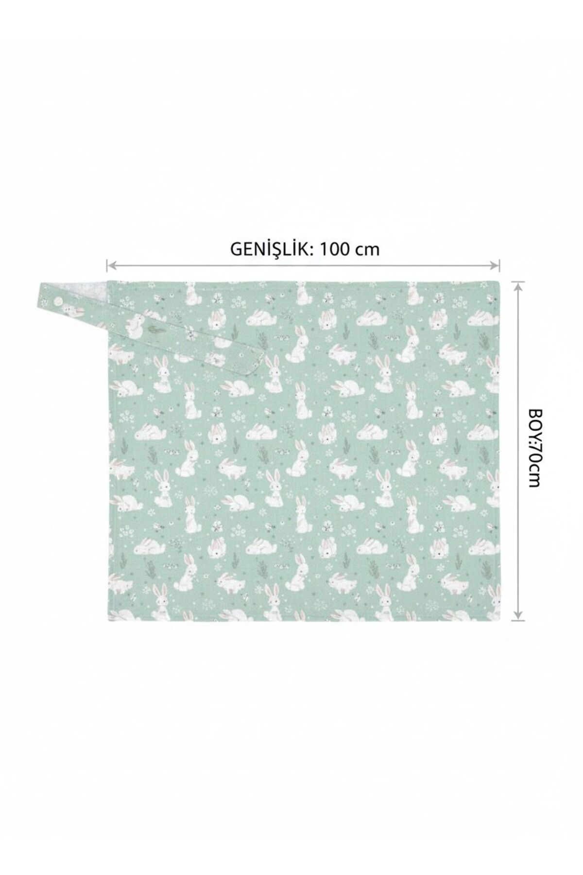 MiniMüslin %100 Pamuk Müslin Emzirme Örtüsü- Mint Bunny (OEKO-TEX Sertifikalı) fotoğrafı 2 (önizleme)