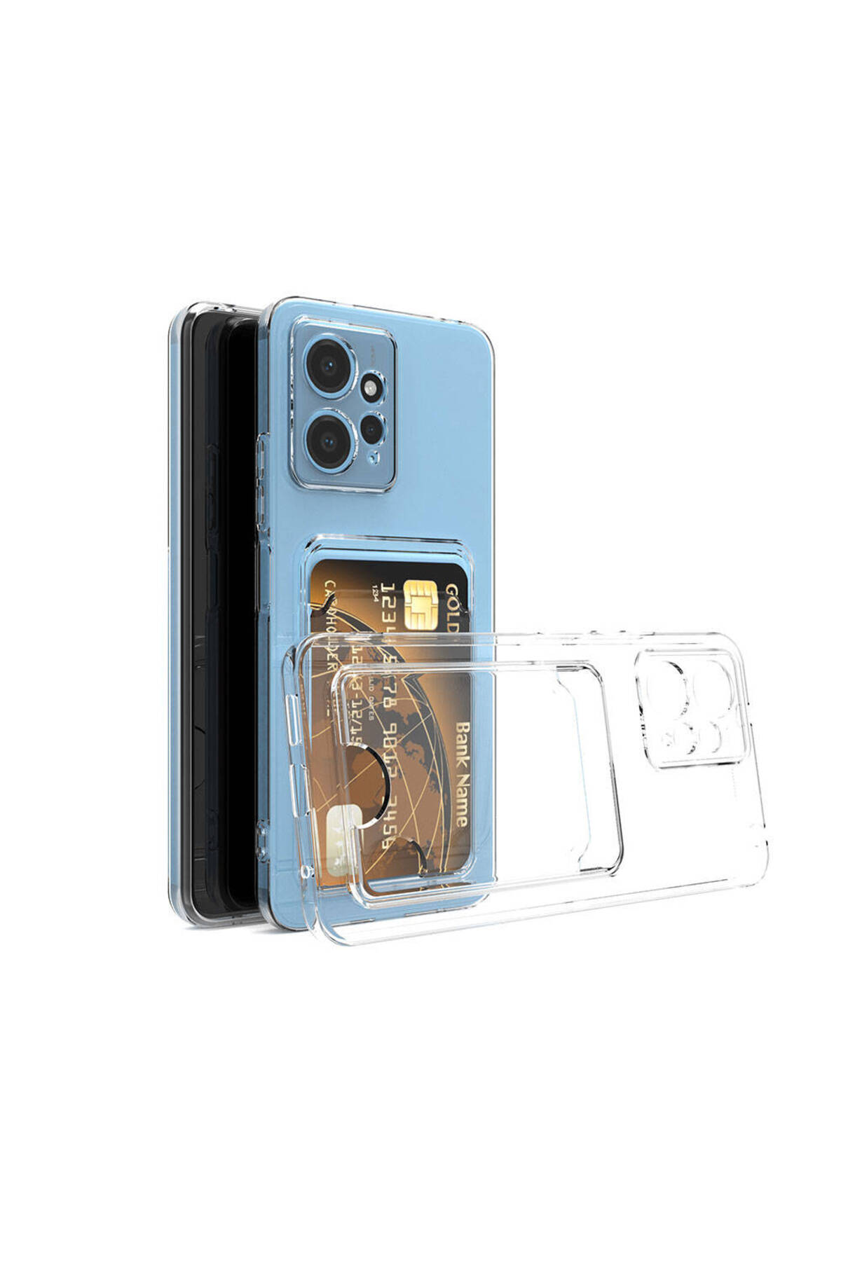 Redmi Note 12 5G Kılıf Kartlıklı Şeffaf NXXA Setra Clear Silikon Kapak - Renksiz