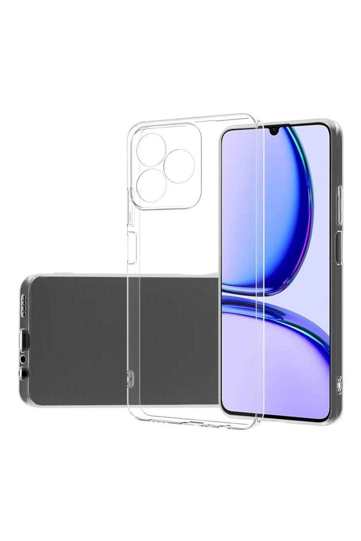 Realme C53 Kılıf JoieCreatif Süper Silikon Kapak - Renksiz