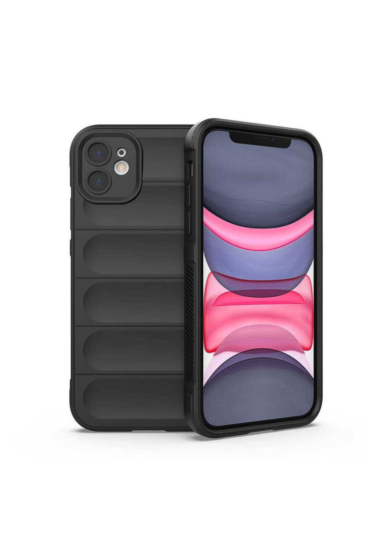 iPhone 11 Kılıf Esnek TPU Oyuklu Arka Yüzey Tasarımlı NXXA Etnik Silikon Kapak - Siyah