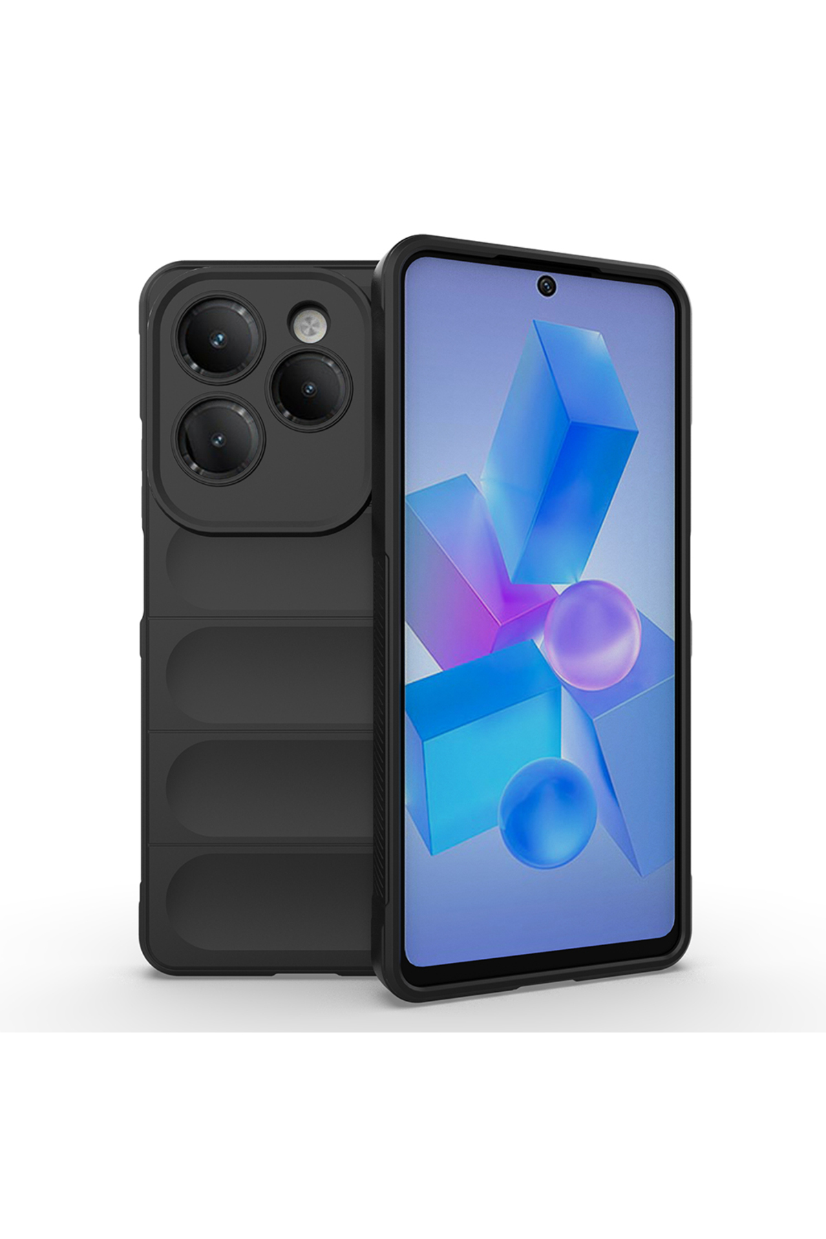 İnfinix Hot 40 Pro Kılıf Esnek TPU Oyuklu Arka Yüzey Tasarımlı NXXA Etnik Silikon Kapak - Siyah