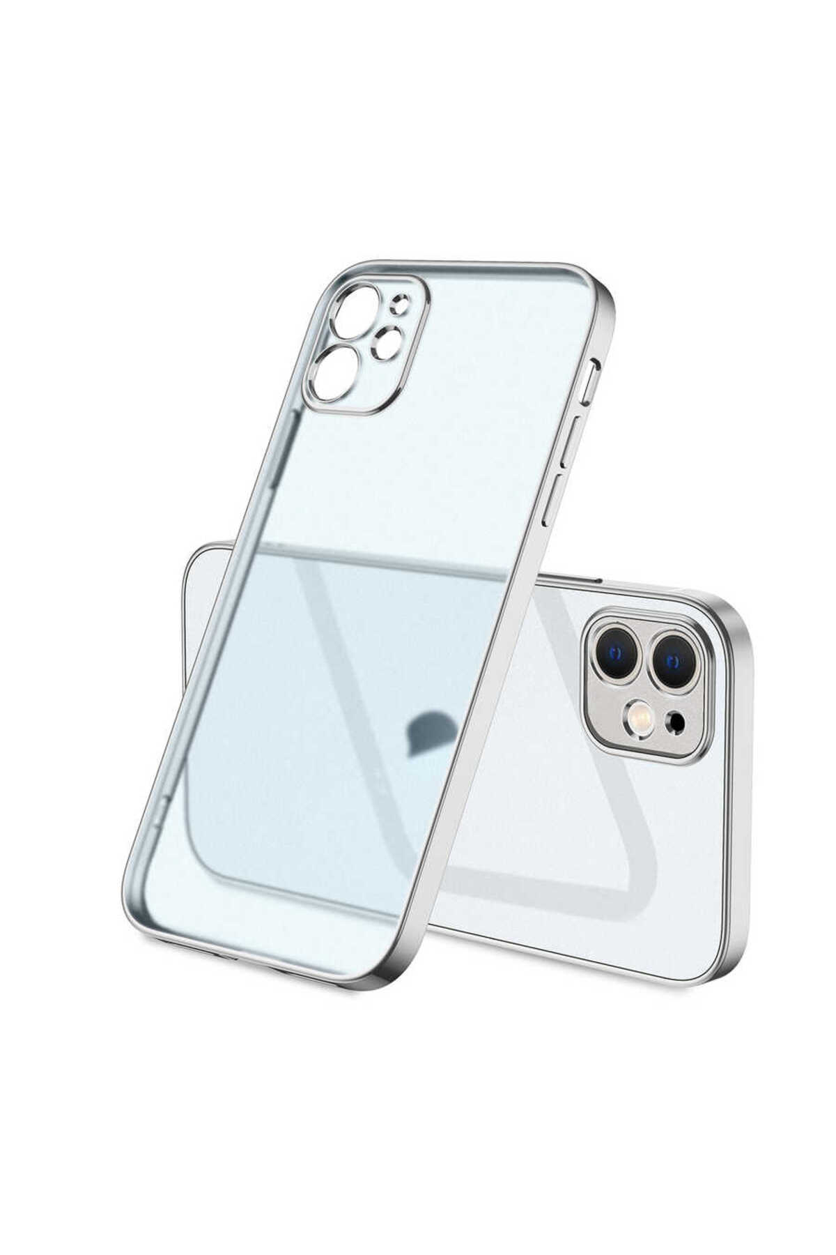 iPhone 12 Uyumlu JoieCreatif Mat Gbox Kılıf-Gümüş