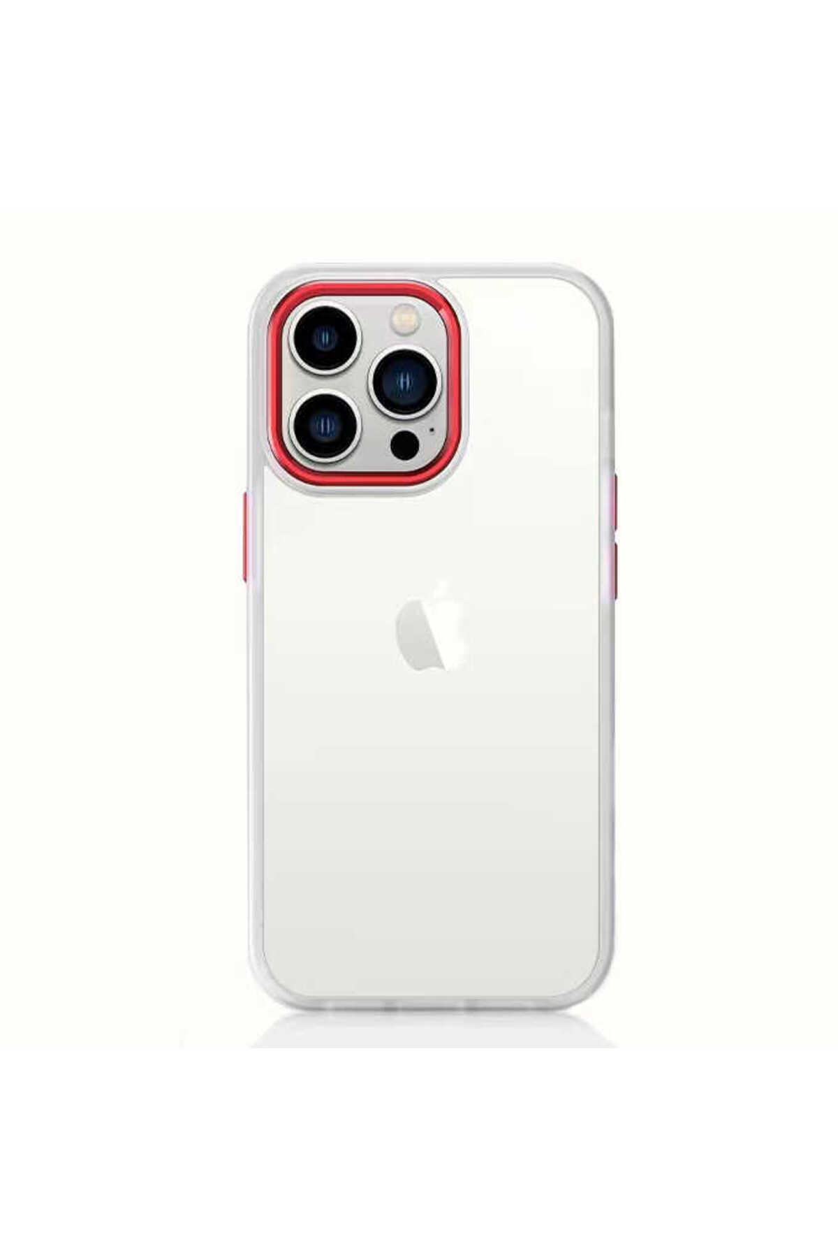 iPhone 13 Pro Max Uyumlu NXXA Krom Kılıf-Kırmızı