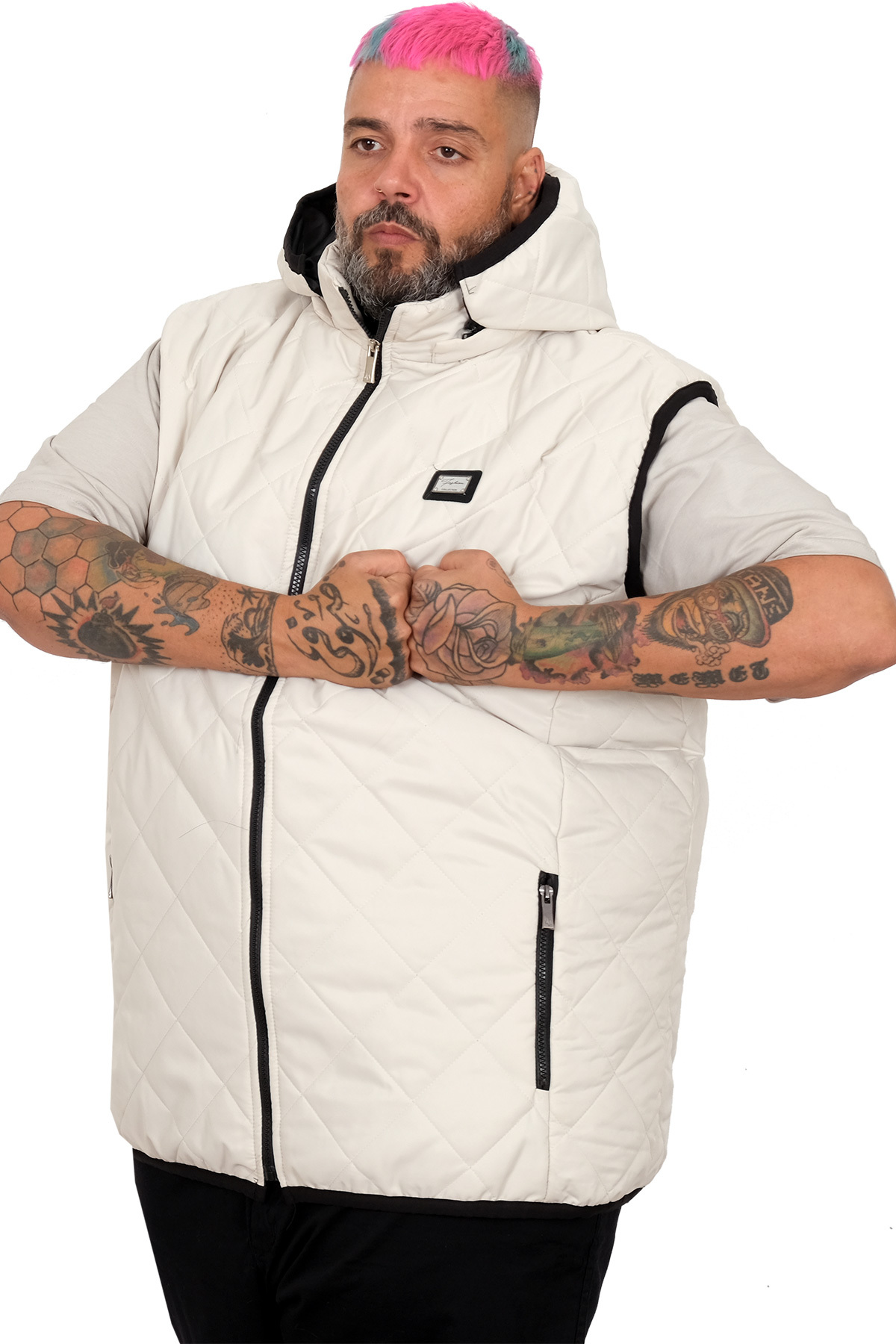 ModeXL Mode XL Battal Beden Erkek Kapitone Yelek 25709 görsel 2