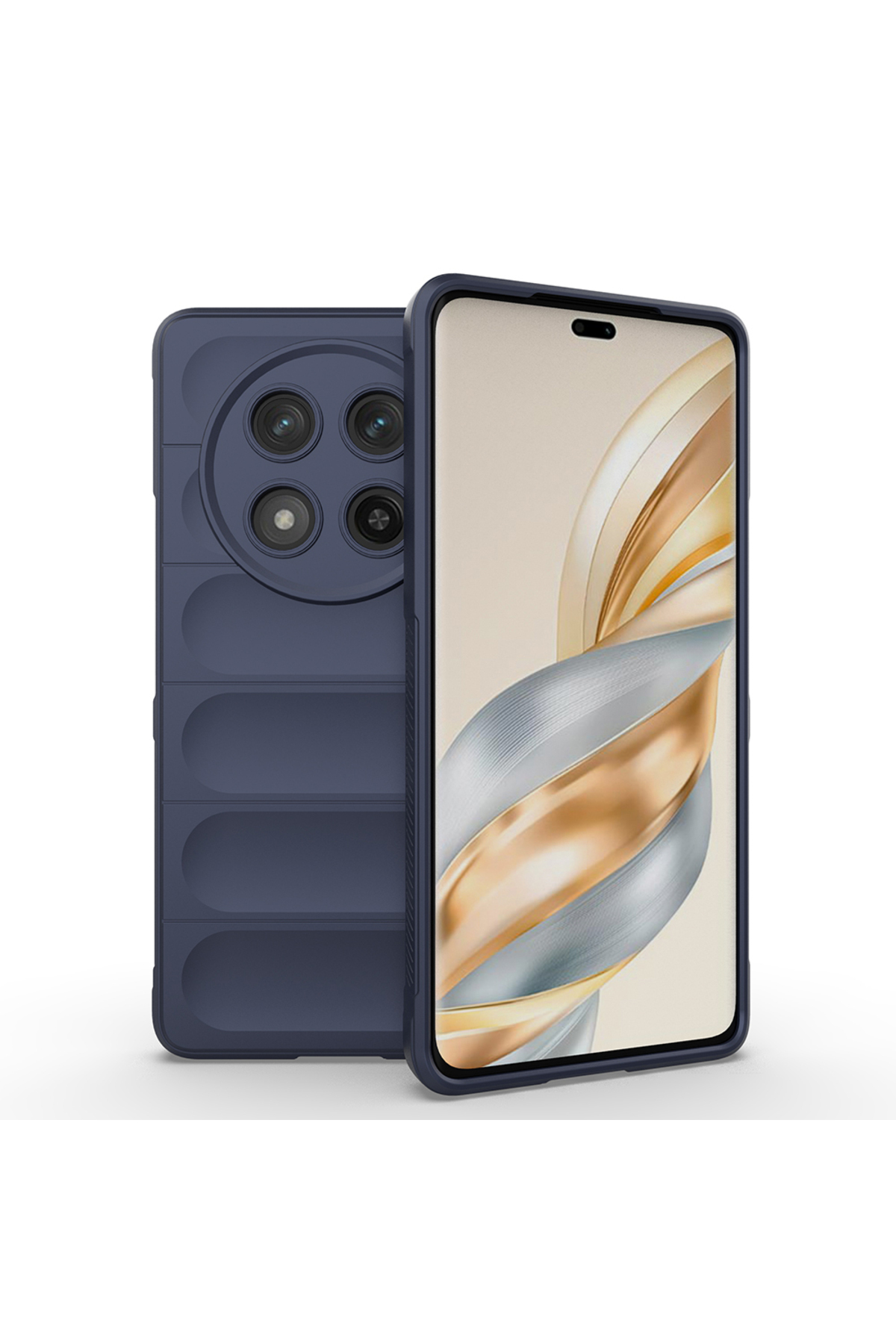 Honor Magic 7 Lite Kılıf Esnek TPU Oyuklu Arka Yüzey Tasarımlı NXXA Etnik Silikon Kapak - Lacivert