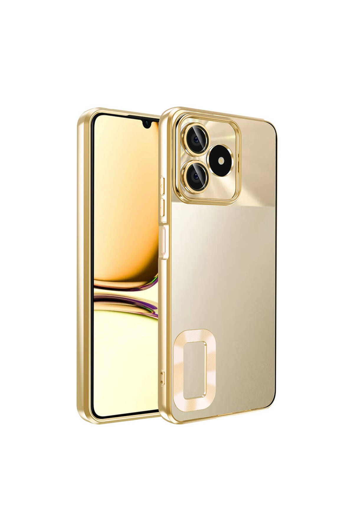 Realme C53 Kılıf Kamera Korumalı Logo Gösteren NXXA Omega Kapak - Gold