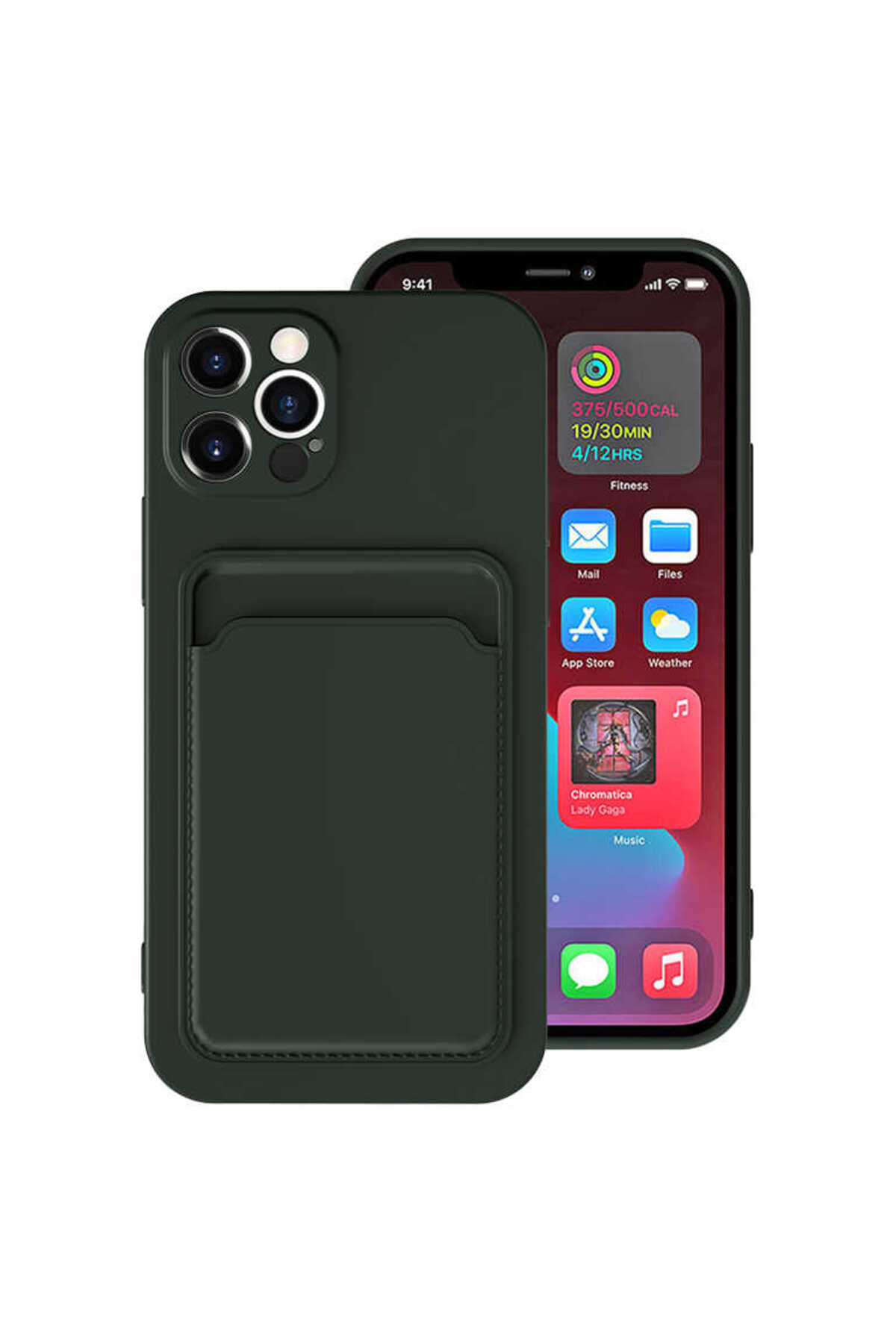 iPhone 12 Pro Max Uyumlu JoieCreatif Ofix Kılıf-Koyu Yeşil