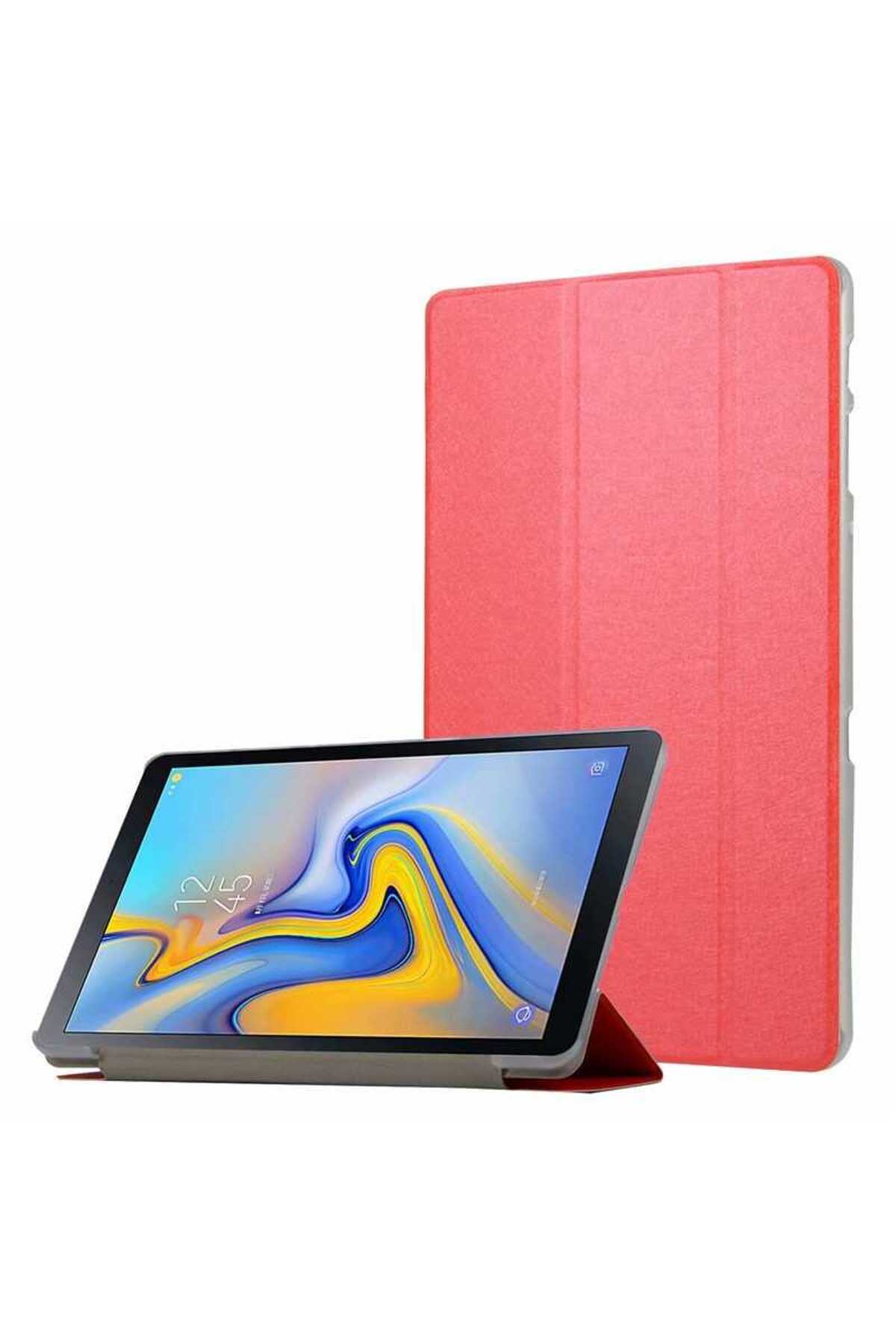 Galaxy Tab A T590 Uyumlu NXXA Smart Cover Standlı 1-1 Kılıf-Kırmızı