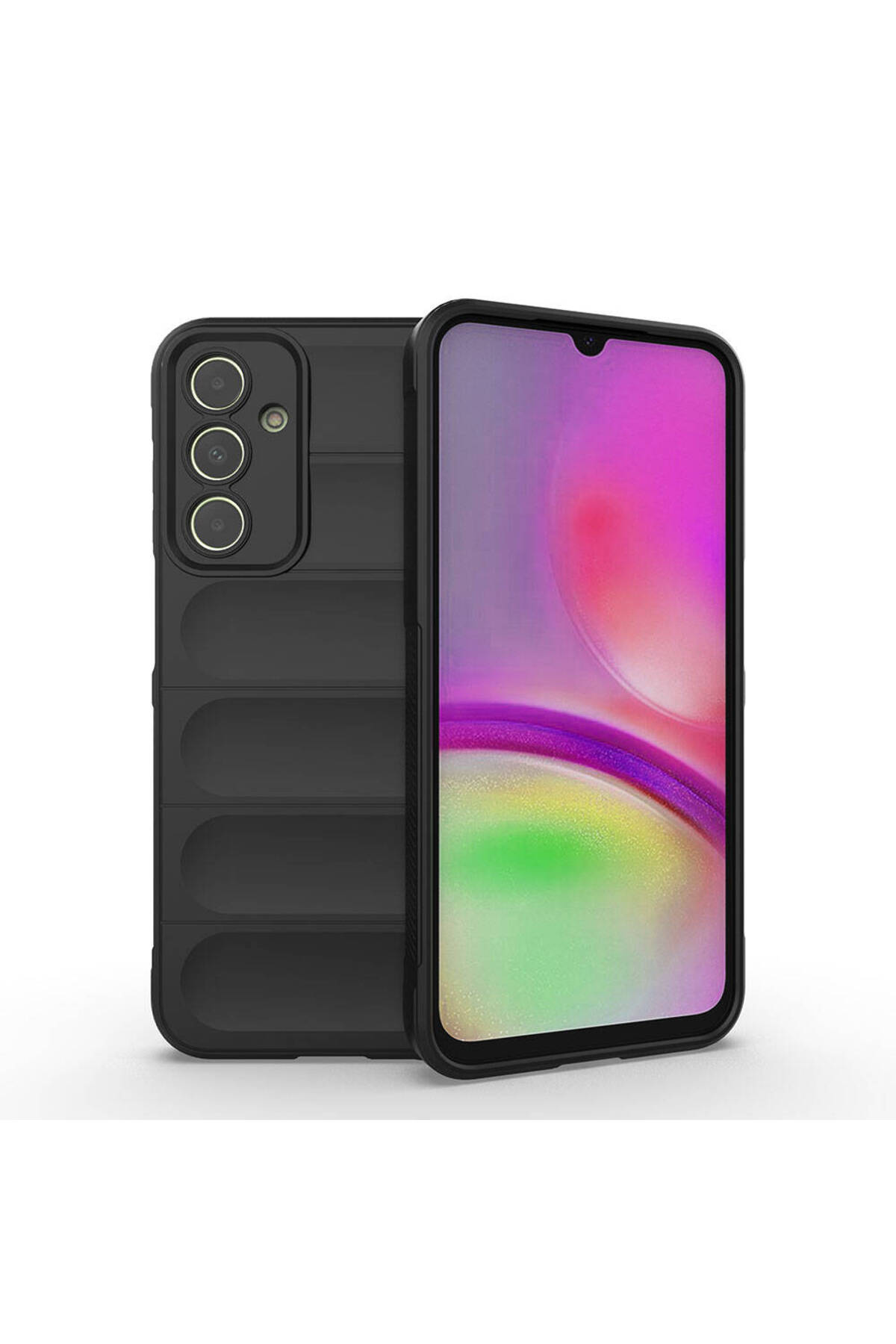 Galaxy A25 Kılıf Esnek TPU Oyuklu Arka Yüzey Tasarımlı NXXA Etnik Silikon Kapak - Siyah
