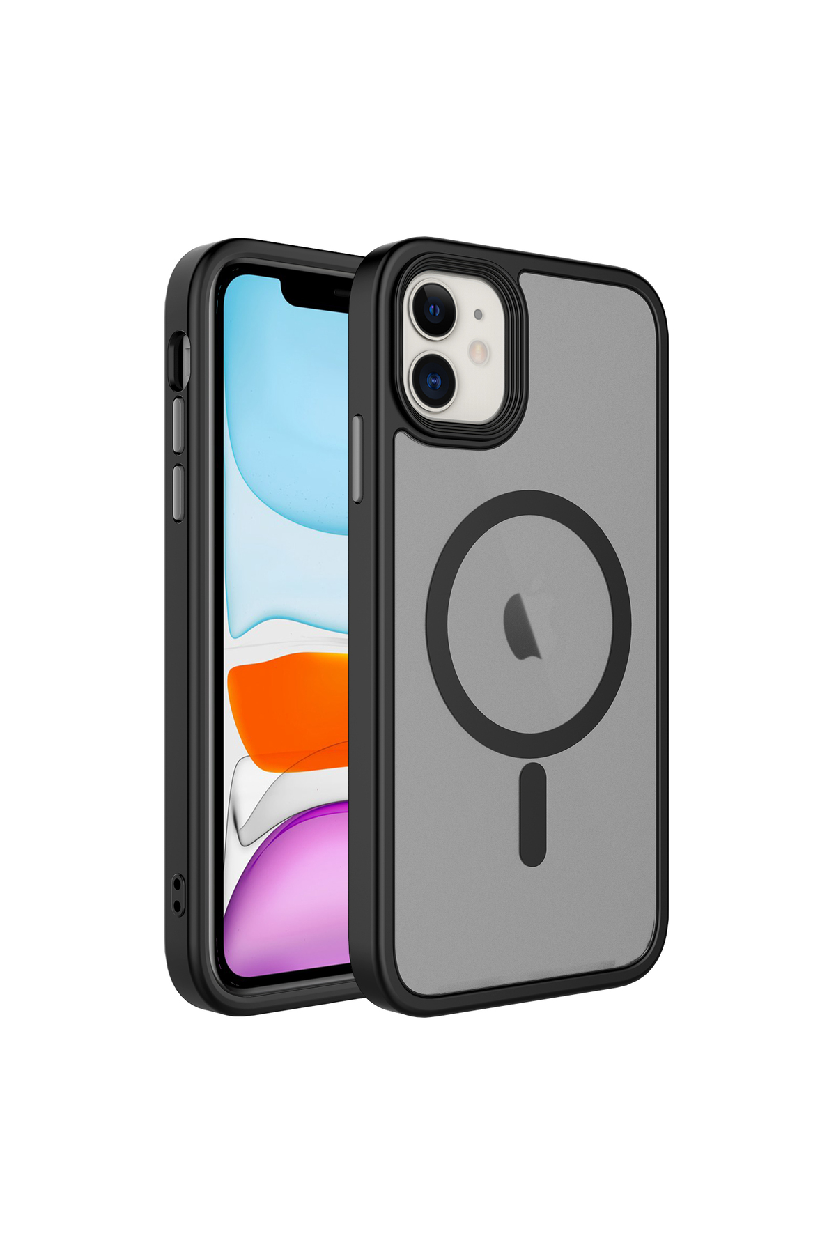iPhone 12 Uyumlu Mat Arka Yüzey Wireless Şarj Özellikli NXXA Flet Magsafe Kılıf-Siyah