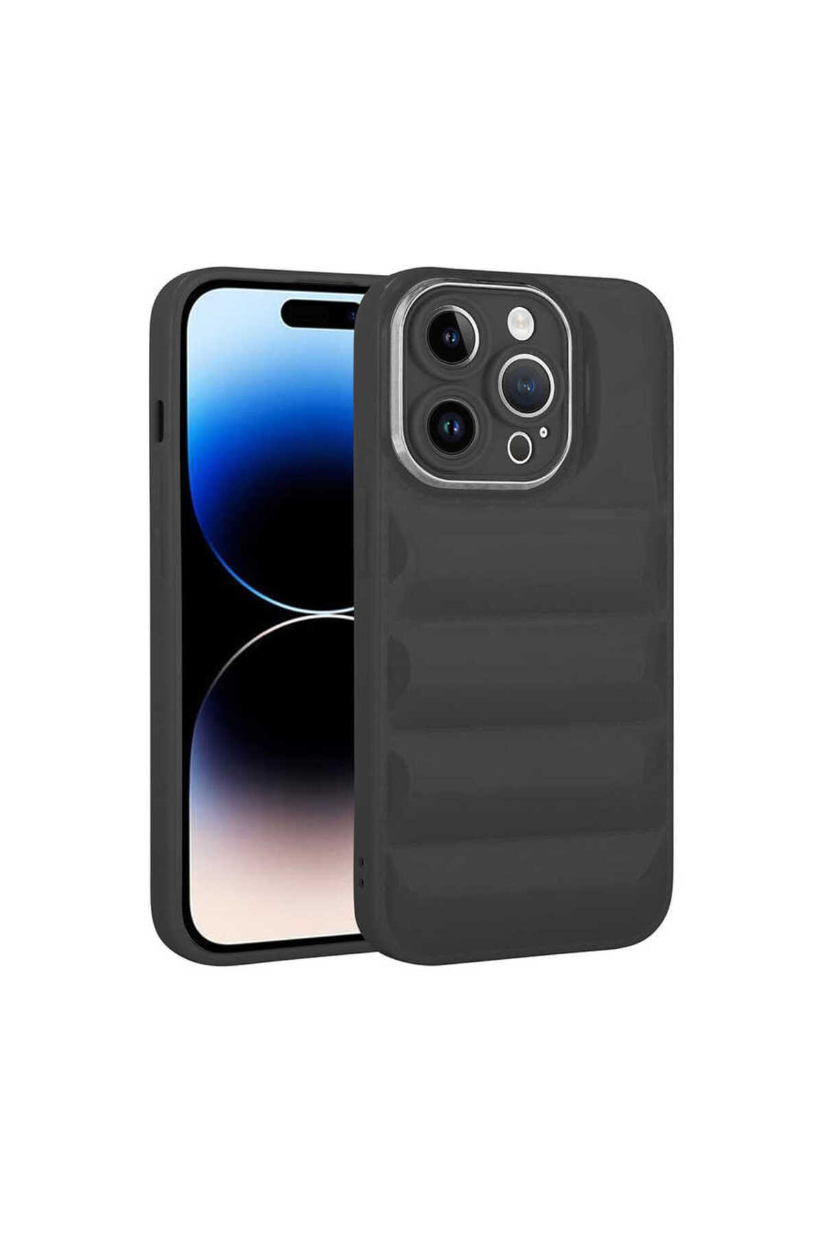 iPhone 14 Pro Uyumlu Kamera Korumalı Parlak AiHTTg'li NXXA Galya Kılıf-Siyah