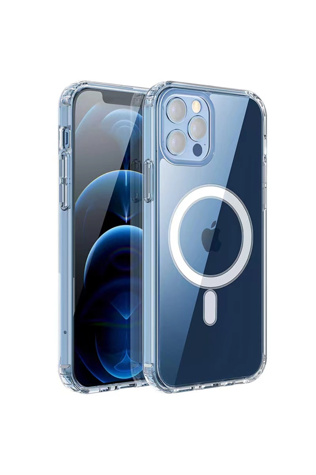 iPhone 11 Pro Uyumlu Magsafe Şarj Özellikli Şeffaf Sert PC NXXA Embos Kılıf-Renksiz