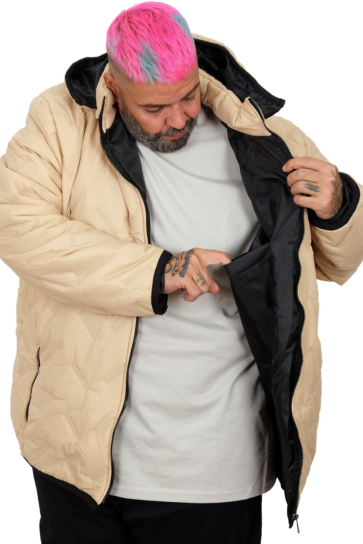 ModeXL Mode XL Erkek Buyuk Beden Mont Kapsonlu Kapıtone 25708 görsel 2