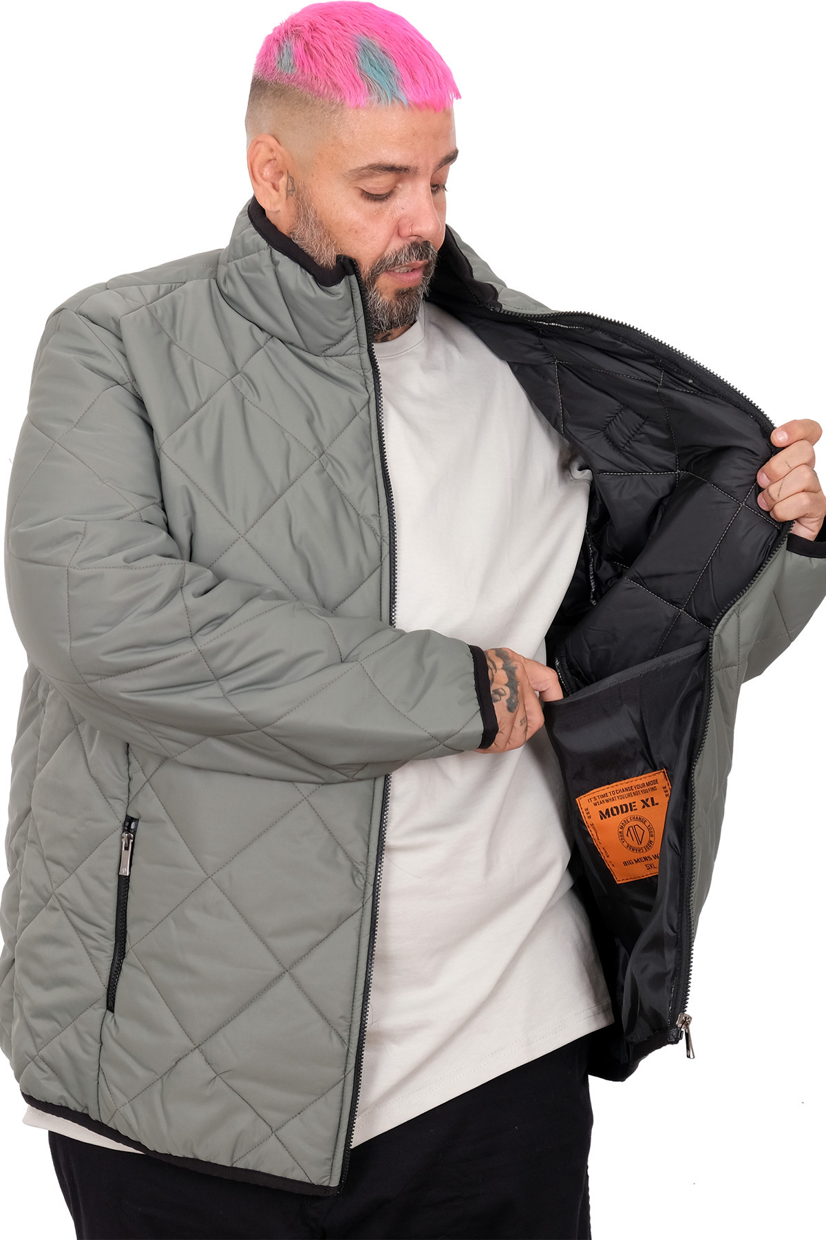 ModeXL Mode XL Battal Beden Mont Dik Yaka Kapitone 25705 görsel 3