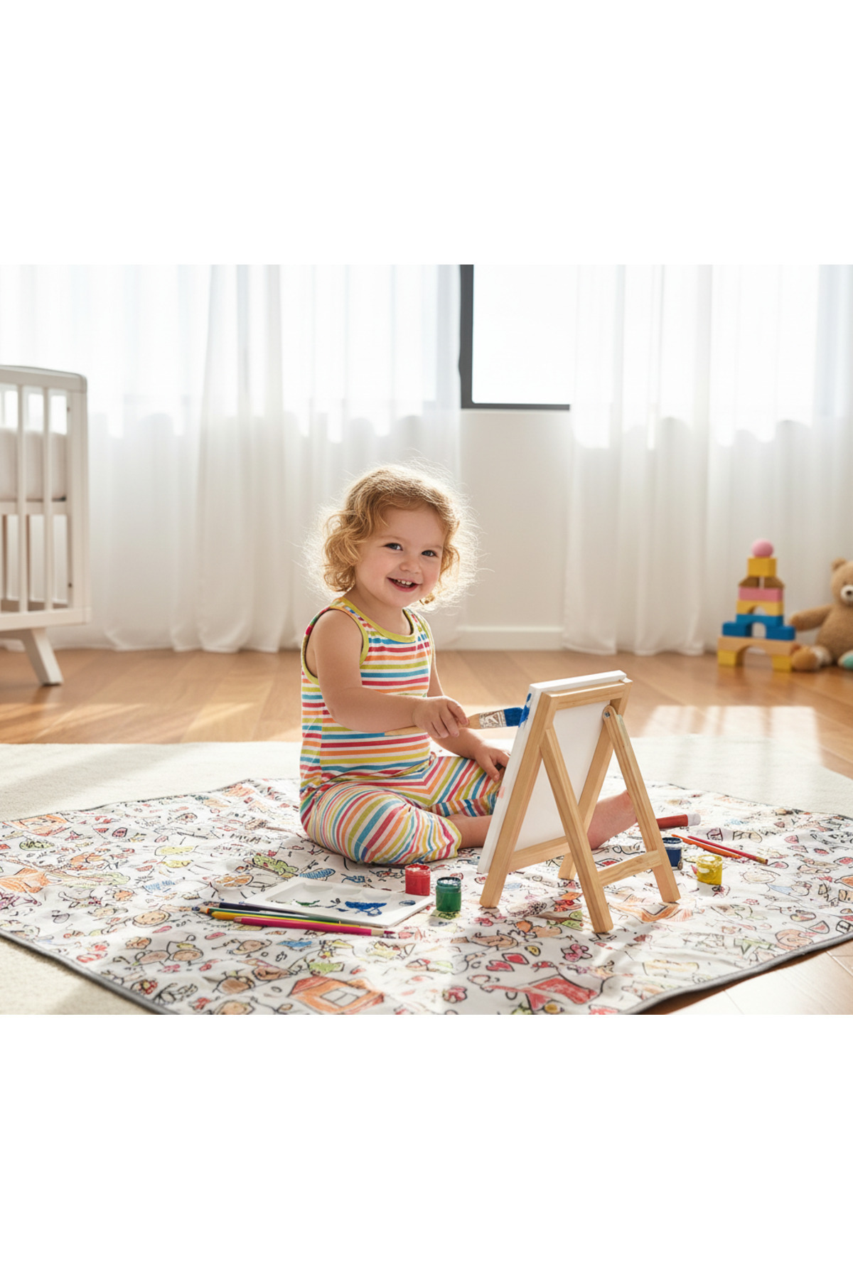 yorni 290x300cm Aile Desen, Ekstra Geniş 8,7m2, %100 Sıvı Geçirmez, Çok Amaçlı Örtü