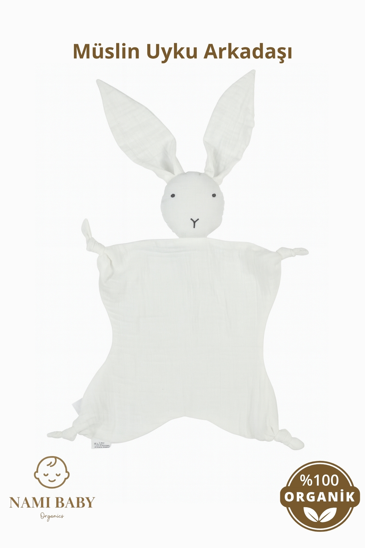 Nami Baby Organic Müslin Uyku Arkadaşı – Pamuk Uyku ve Oyun Arkadaşı – Hipoalerjenik Uyku Arkadaşı