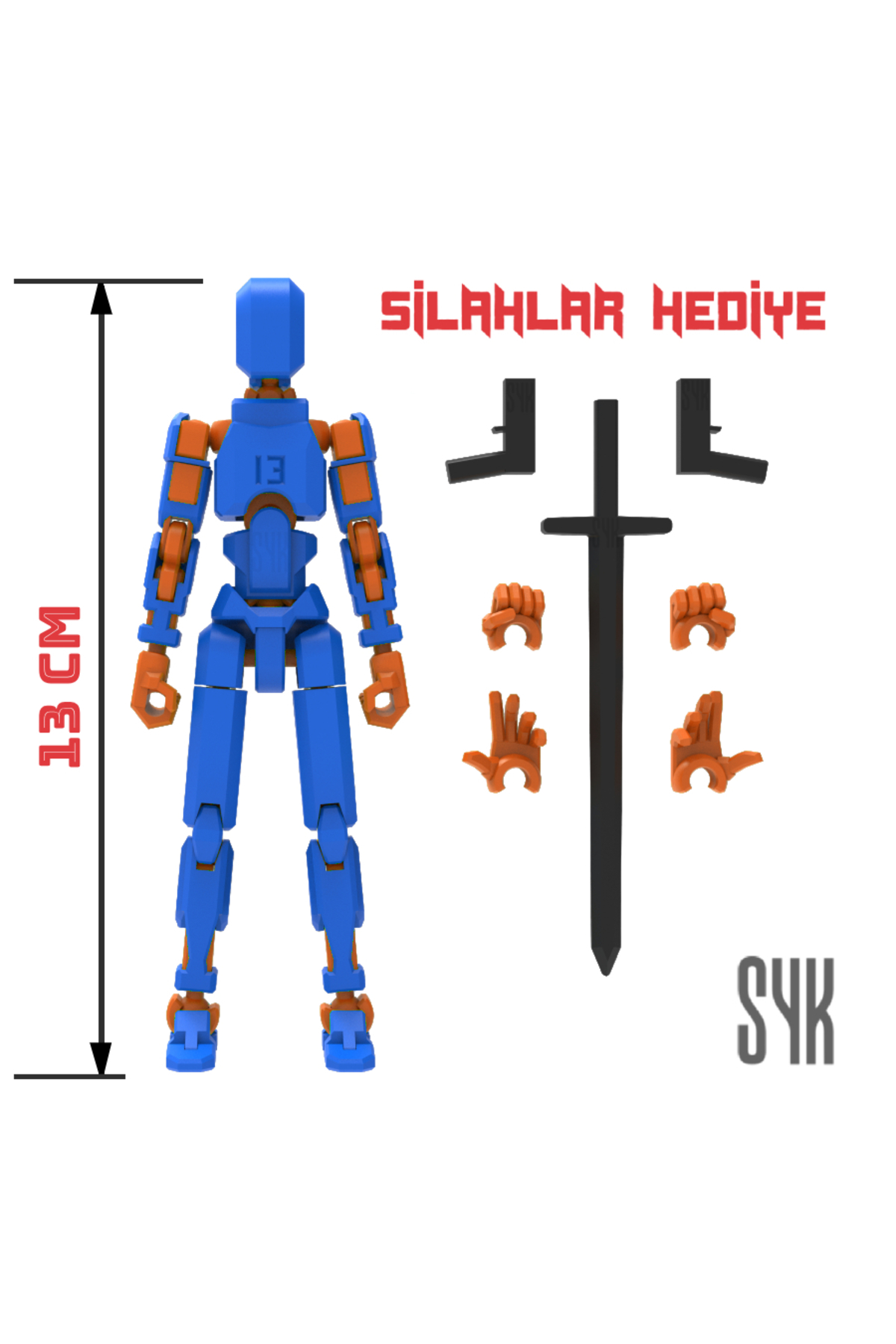 Robot 13 Dummy Blue Orange All Joints Moving Action Figure Toy