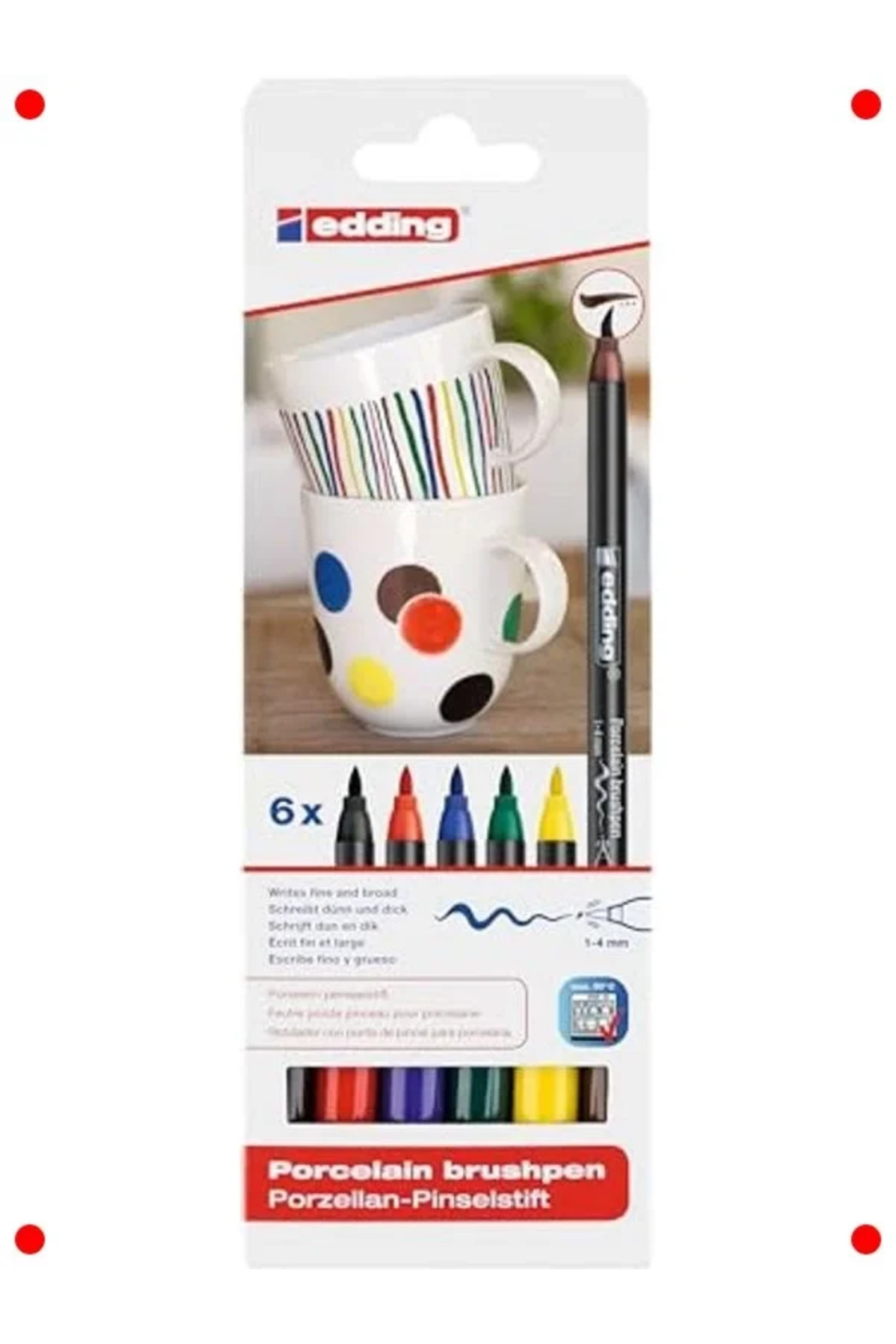 Genel Markalar 6'lı Fırça Uçlu Porselen Kalem Seti, Canlı Renkler