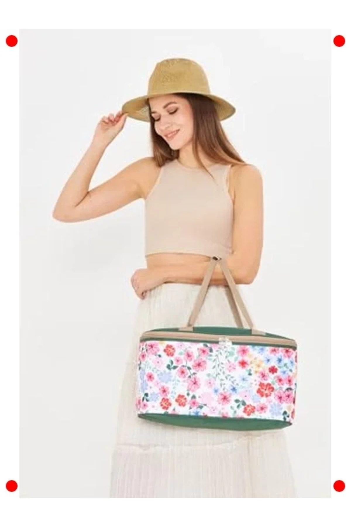 ulupazarlama 22 Litre Termal Piknik Kamp Çantası Flower Desen